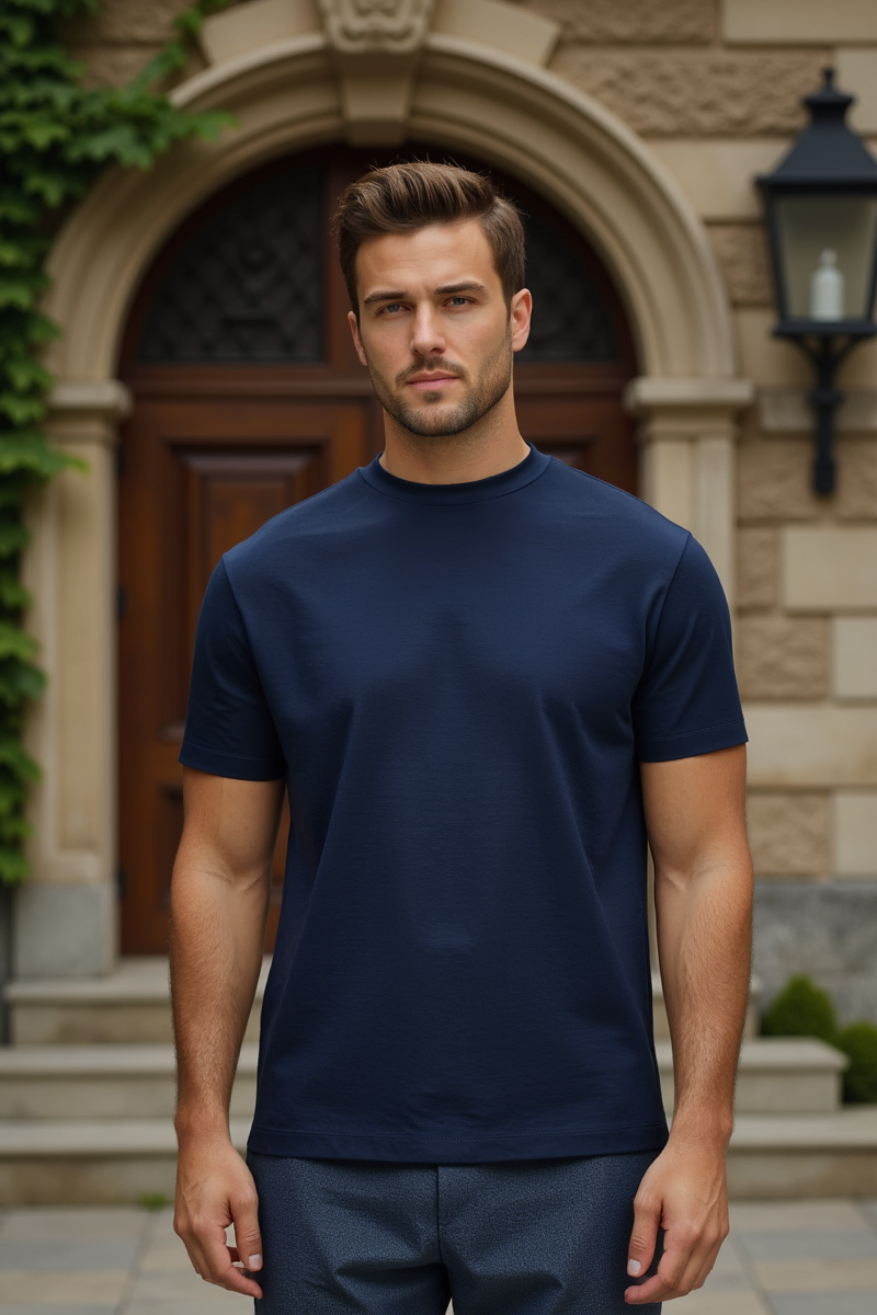 Blue Mercerised T-shirt